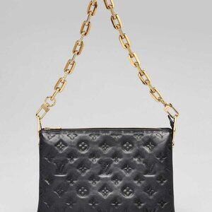Louis Vuitton Black Monogram Embossed Lambskin Leather Coussin PM Bag w/o